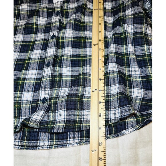 AMERICAN EAGLE Flannel Patch Elbows Semi Crop Plaid Button Up Women's MEDIUM NWT - Picture 10 of 11